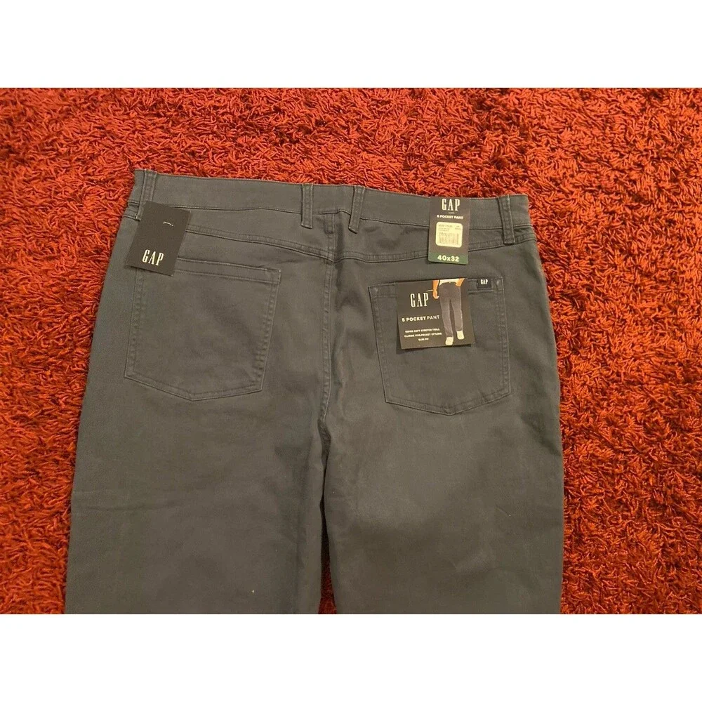 GAP 5 Pockets Utility Pants Men’s 40X32 Stretch Twill Slim Gray Trousers
